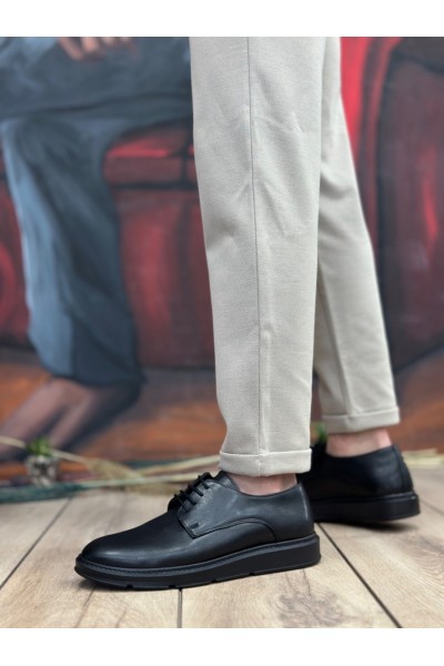 BA0003 Bağcıklı Klasik Siyah Yüksek Siyah Taban Casual Erkek Ayakkabı BA0003 Bağcıklı Klasik Siyah Yüksek Siyah Taban Casual Erkek Ayakkabı