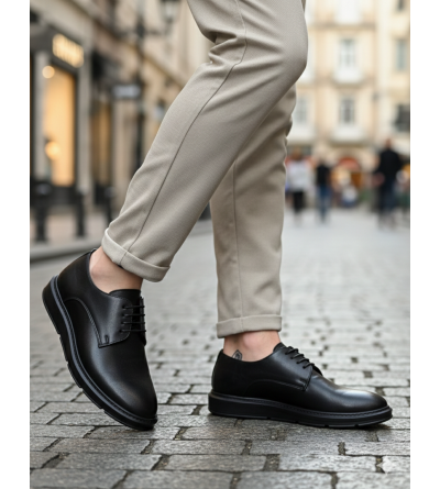 BA0003 Bağcıklı Klasik Siyah Yüksek Siyah Taban Casual Erkek Ayakkabı BA0003 Bağcıklı Klasik Siyah Yüksek Siyah Taban Casual Erkek Ayakkabı