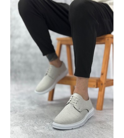 BA0003 Bağcıklı Klasik Spor Keten Beyaz Taban Casual Erkek Ayakkabı