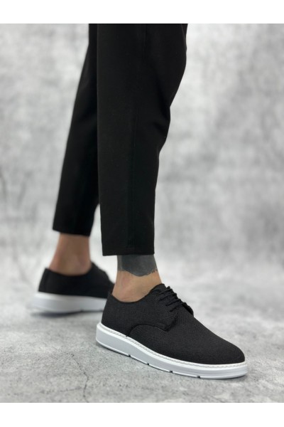 BA0003 Bağcıklı Klasik Spor Keten Siyah Beyaz Taban Casual Erkek Ayakkabı BA0003 Bağcıklı Klasik Spor Keten Siyah Beyaz Taban Casual Erkek Ayakkabı