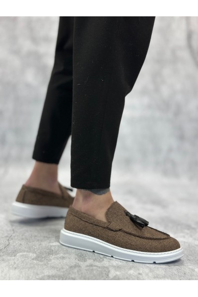 BA0005 Bağcıksız Yüksek Taban Klasik Keten Kahverengi Püsküllü Erkek Ayakkabı BA0005 Bağcıksız Yüksek Taban Klasik Keten Kahverengi Püsküllü Erkek Ayakkabı
