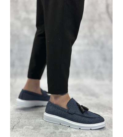 BA0005 Bağcıksız Yüksek Taban Klasik Keten Lacivert Püsküllü Erkek Ayakkabı BA0005 Bağcıksız Yüksek Taban Klasik Keten Lacivert Püsküllü Erkek Ayakkabı