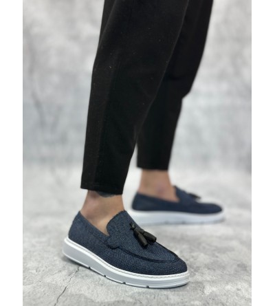 BA0005 Bağcıksız Yüksek Taban Klasik Keten Lacivert Püsküllü Erkek Ayakkabı BA0005 Bağcıksız Yüksek Taban Klasik Keten Lacivert Püsküllü Erkek Ayakkabı