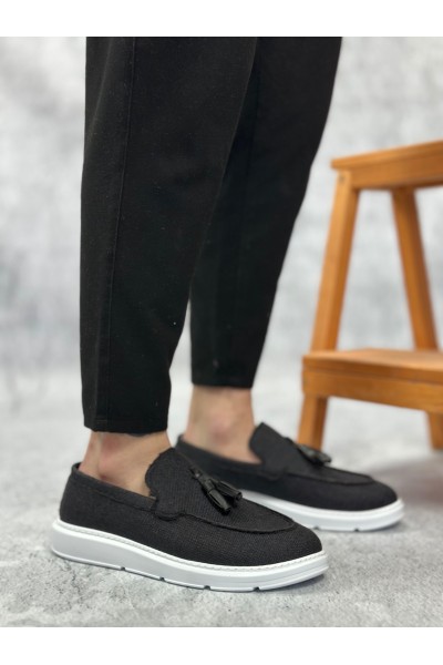 BA0005 Bağcıksız Yüksek Taban Klasik Keten Siyah Püsküllü Erkek Ayakkabı BA0005 Bağcıksız Yüksek Taban Klasik Keten Siyah Püsküllü Erkek Ayakkabı