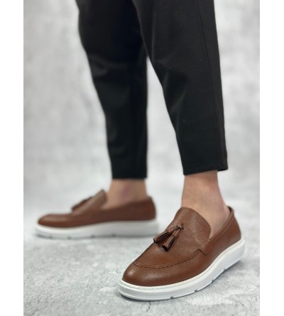 BA0005 Bağcıksız Yüksek Taban Klasik Püsküllü Taba Cilt Corcik Erkek Ayakkabı