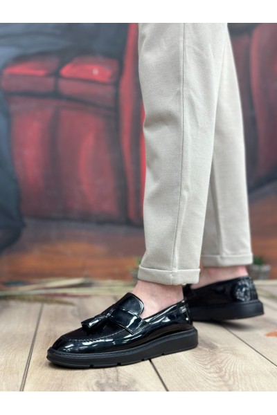 BA0005 Bağcıksız Yüksek Taban Klasik Rugan Kemerli Püsküllü Erkek Ayakkabı BA0005 Bağcıksız Yüksek Taban Klasik Rugan Kemerli Püsküllü Erkek Ayakkabı