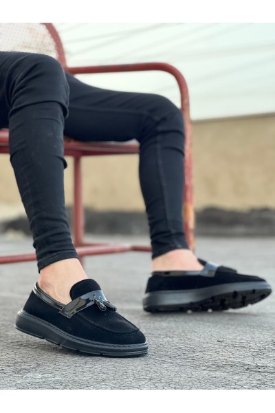 BA0005 Bağcıksız Yüksek Taban Klasik Siyah Süet Parlak Kuşaklı Püsküllü Erkek Ayakkabı BA0005 Bağcıksız Yüksek Taban Klasik Siyah Süet Parlak Kuşaklı Püsküllü Erkek Ayakkabı