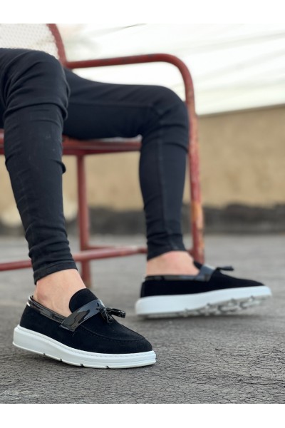 BA0005 Bağcıksız Yüksek Taban Siyah Beyaz Taban Kemerli Klasik Püsküllü Corcik Erkek Ayakkabı BA0005 Bağcıksız Yüksek Taban Siyah Beyaz Taban Kemerli Klasik Püsküllü Corcik Erkek Ayakkabı