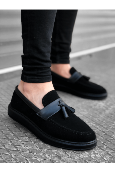 BA0005 Bağcıksız Yüksek Taban Siyah Kemerli Klasik Püsküllü Corcik Erkek Ayakkabı BA0005 Bağcıksız Yüksek Taban Siyah Kemerli Klasik Püsküllü Corcik Erkek Ayakkabı