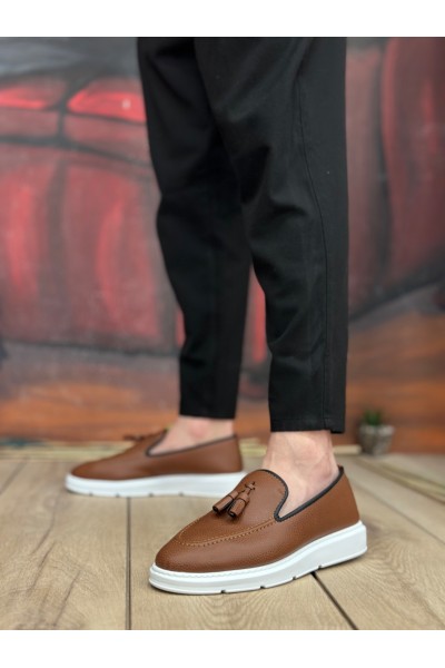 BA0005 Bağcıksız Yüksek Taban Taba Beyaz Klasik Püsküllü Corcik Erkek Ayakkabı BA0005 Bağcıksız Yüksek Taban Taba Beyaz Klasik Püsküllü Corcik Erkek Ayakkabı