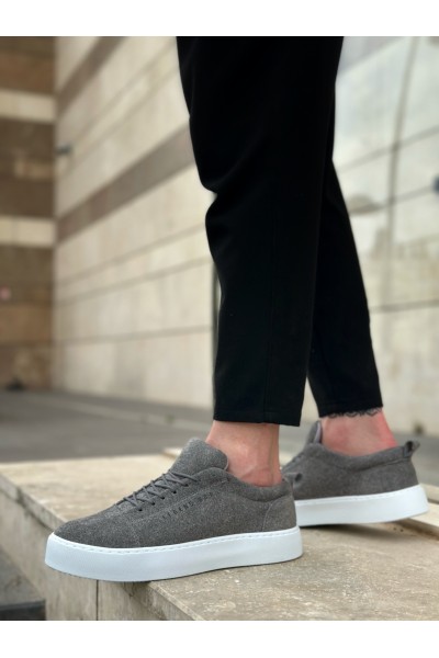 BA0104 Bağcıklı Gri Süet Beyaz Taban Spor Klasik Erkek Ayakkabı BA0104 Bağcıklı Gri Süet Beyaz Taban Spor Klasik Erkek Ayakkabı