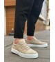 BA0104 Bağcıklı Krem Süet Beyaz Taban Spor Klasik Erkek Ayakkabı