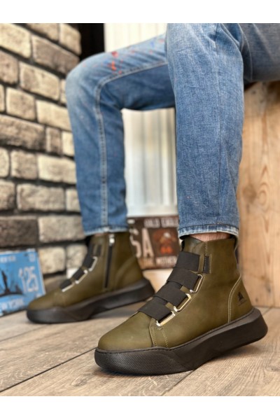 BA0142 Bantlı Erkek Yüksek Taban Haki Spor Bot BA0142 Bantlı Erkek Yüksek Taban Haki Spor Bot