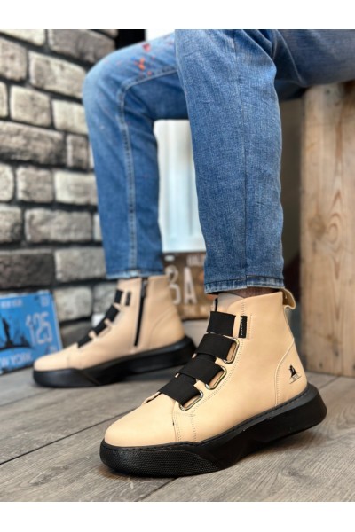 BA0142 Bantlı Erkek Yüksek Taban Krem Spor Bot BA0142 Bantlı Erkek Yüksek Taban Krem Spor Bot