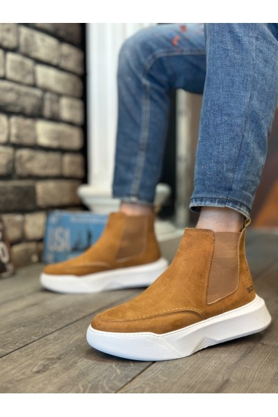 BA0150 Bağcıksız Erkek Taba Süet Beyaz Yüksek Taban Spor Bot BA0150 Bağcıksız Erkek Taba Süet Beyaz Yüksek Taban Spor Bot