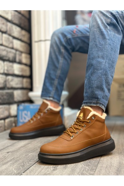 BA0151 İçi Kürklü Bağcıklı Açık Taba Erkek Tarz Spor Bot BA0151 İçi Kürklü Bağcıklı Açık Taba Erkek Tarz Spor Bot
