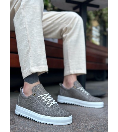 BA0152 Bağcıklı Yüksek Taban Kahve Kırçıllı Erkek Ayakkabı