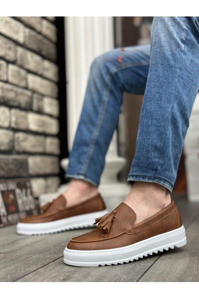 BA0154 Bağcıksız Yüksek Taban Cilt Taba Püsküllü Erkek Ayakkabı BA0154 Bağcıksız Yüksek Taban Cilt Taba Püsküllü Erkek Ayakkabı