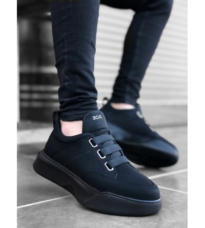 BA0160 Bantlı Erkek Yüksek Taban Siyah Spor Ayakkabı