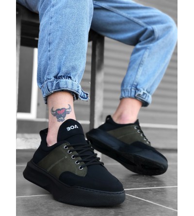 BA0163 Bağcıklı Erkek Yüksek Taban Siyah Haki Spor Ayakkabı BA0163 Bağcıklı Erkek Yüksek Taban Siyah Haki Spor Ayakkabı