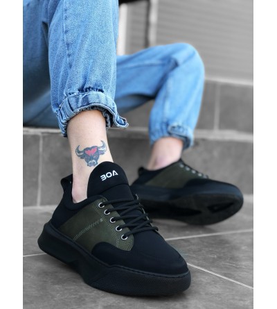 BA0163 Bağcıklı Erkek Yüksek Taban Siyah Haki Spor Ayakkabı BA0163 Bağcıklı Erkek Yüksek Taban Siyah Haki Spor Ayakkabı