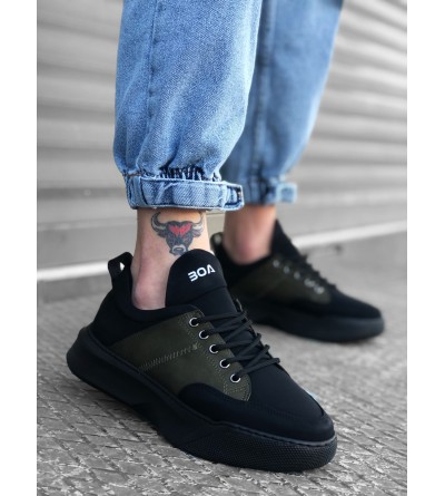 BA0163 Bağcıklı Erkek Yüksek Taban Siyah Haki Spor Ayakkabı BA0163 Bağcıklı Erkek Yüksek Taban Siyah Haki Spor Ayakkabı