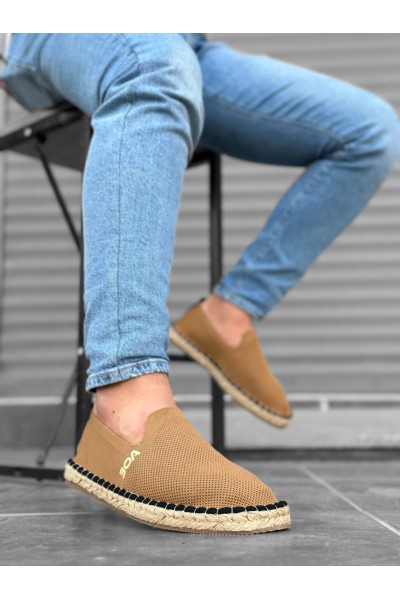 BA0224 BOA Rahat Düz Taban Espadril Örme Triko Taba Günlük Erkek Ayakkabı BA0224 BOA Rahat Düz Taban Espadril Örme Triko Taba Günlük Erkek Ayakkabı
