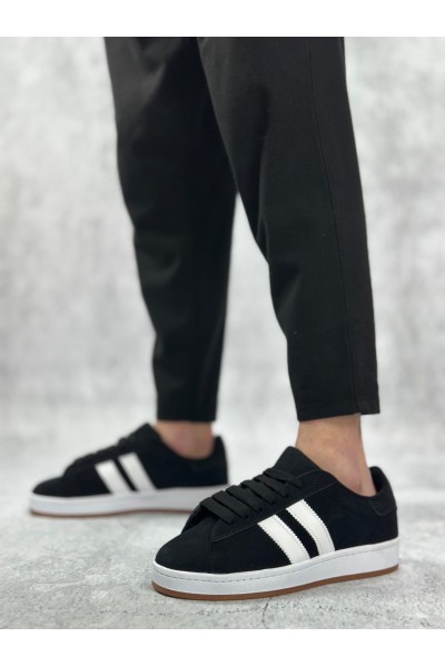 BA0235 BOA İki Çizgili Siyah Süet Erkek Günlük Ayakkabı BA0235 BOA İki Çizgili Siyah Süet Erkek Günlük Ayakkabı