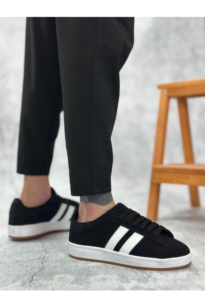 BA0235 BOA İki Çizgili Siyah Süet Erkek Günlük Ayakkabı BA0235 BOA İki Çizgili Siyah Süet Erkek Günlük Ayakkabı