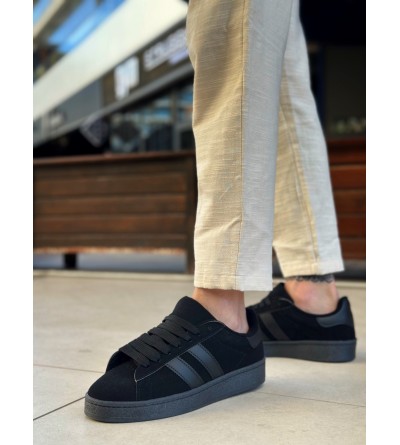 BA0235 BOA İki Çizgili Siyah Taban Erkek Günlük Ayakkabı