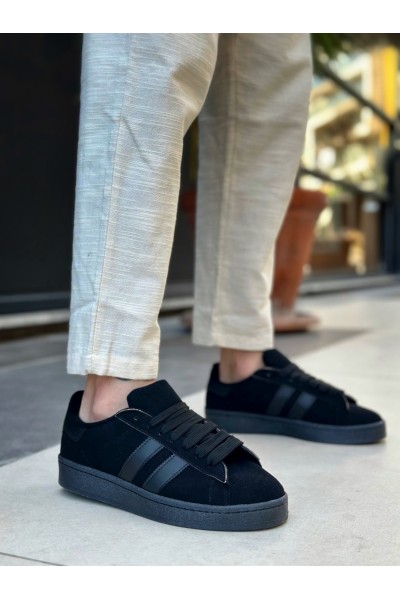 BA0235 BOA İki Çizgili Siyah Taban Erkek Günlük Ayakkabı