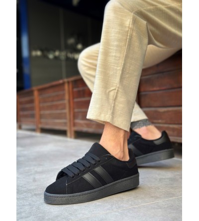 BA0235 BOA İki Çizgili Siyah Taban Erkek Günlük Ayakkabı