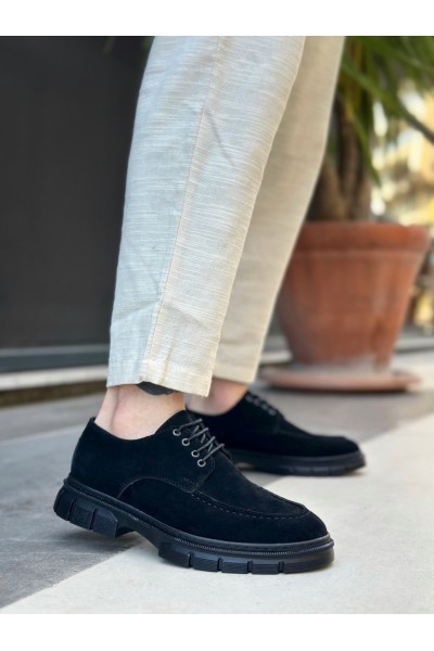 BA0237 Bağcıklı Klasik Siyah Taban  Süet Casual Erkek Ayakkabı