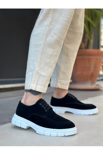 BA0237 Bağcıklı Klasik Yüksek Taban Siyah Süet Casual Erkek Ayakkabı