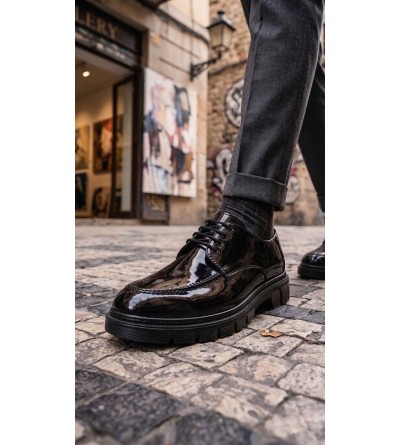 BA0237 Bağcıklı Rugan Klasik Yüksek Taban Casual Erkek Ayakkabı