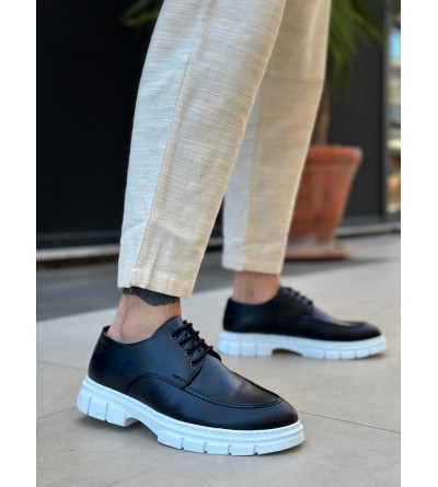 BA0237 Bağcıklı Rugan Klasik Yüksek Taban Cilt Siyah Casual Erkek Ayakkabı