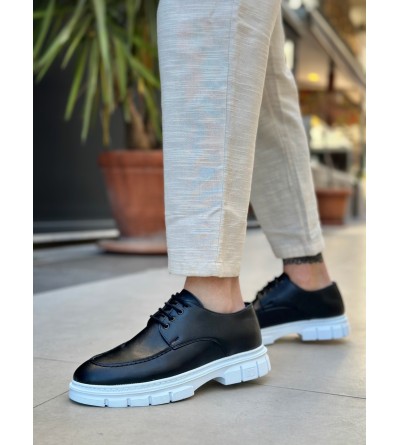 BA0237 Bağcıklı Rugan Klasik Yüksek Taban Cilt Siyah Casual Erkek Ayakkabı