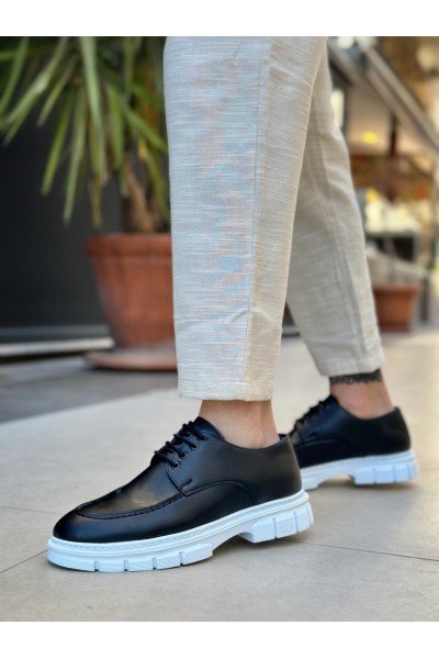 BA0237 Bağcıklı Rugan Klasik Yüksek Taban Cilt Siyah Casual Erkek Ayakkabı