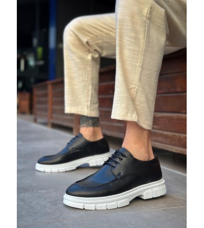 BA0237 Bağcıklı Rugan Klasik Yüksek Taban Cilt Siyah Casual Erkek Ayakkabı