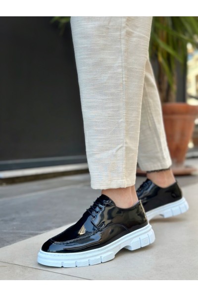 BA0237 Bağcıklı Rugan Klasik Yüksek Taban Siyah Casual Erkek Ayakkabı BA0237 Bağcıklı Rugan Klasik Yüksek Taban Siyah Casual Erkek Ayakkabı