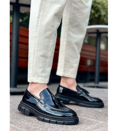 BA0240 Püsküllü Rugan Klasik Yüksek Taban Casual Erkek Ayakkabı