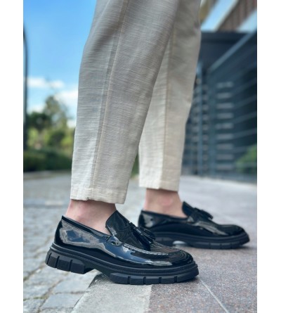 BA0240 Püsküllü Rugan Klasik Yüksek Taban Casual Erkek Ayakkabı