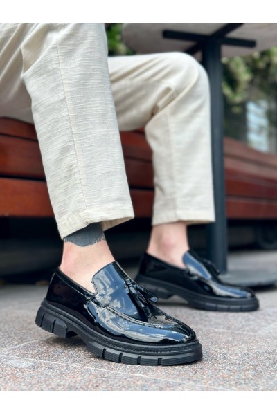 BA0240 Püsküllü Rugan Klasik Yüksek Taban Casual Erkek Ayakkabı