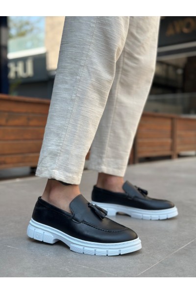 BA0240 Yüksek Taban Klasik Parlak Püsküllü Cilt Siyah Erkek Ayakkabı BA0240 Yüksek Taban Klasik Parlak Püsküllü Cilt Siyah Erkek Ayakkabı