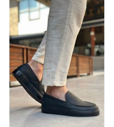 BA0241 Bağcıksız Siyah Taban Cilt Erkek Ayakkabı