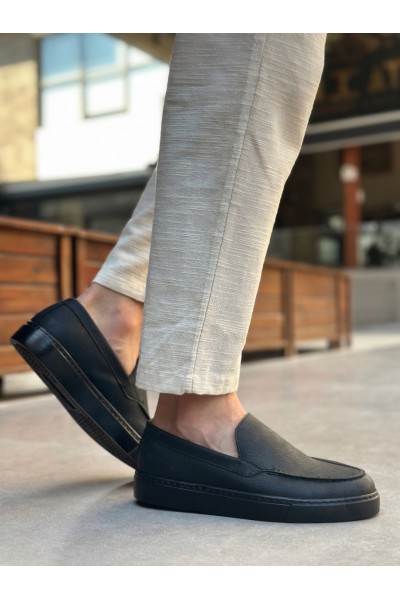 BA0241 Bağcıksız Siyah Taban Cilt Erkek Ayakkabı