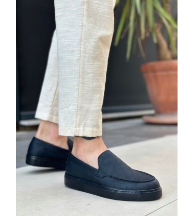 BA0241 Bağcıksız Siyah Taban Cilt Erkek Ayakkabı