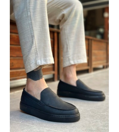 BA0241 Bağcıksız Siyah Taban Cilt Erkek Ayakkabı