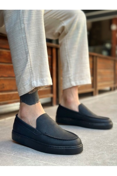 BA0241 Bağcıksız Siyah Taban Cilt Erkek Ayakkabı