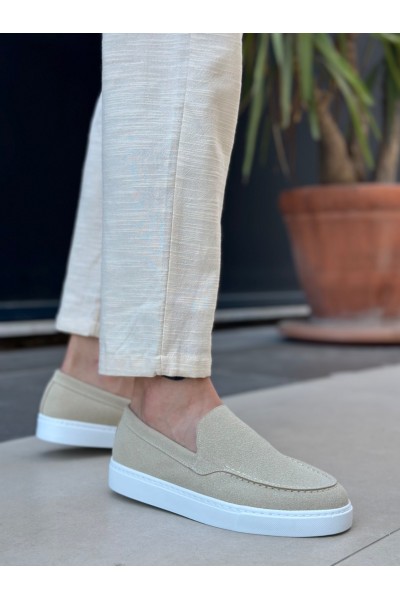 BA0241 Bağcıksız Yüksek Taban Bej Süet Erkek Ayakkabı BA0241 Bağcıksız Yüksek Taban Bej Süet Erkek Ayakkabı